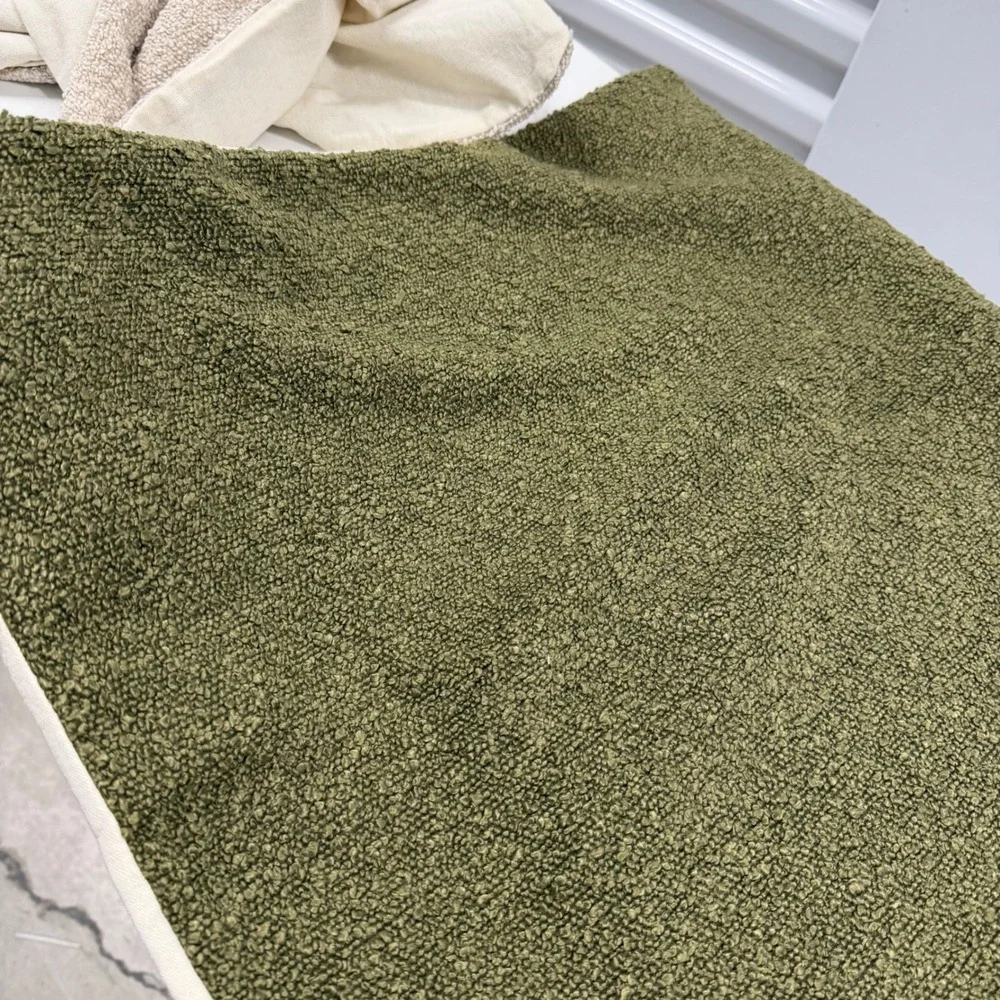 Set of 4 Boucle Throw Pillow Covers Earth Tones Olive Green Tan Cream Textured
